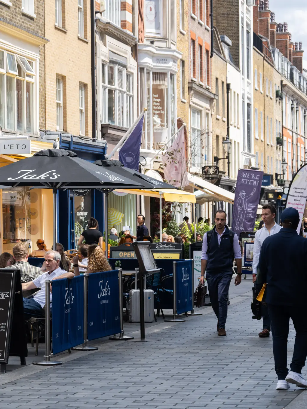 People dining outside on South Molton Street