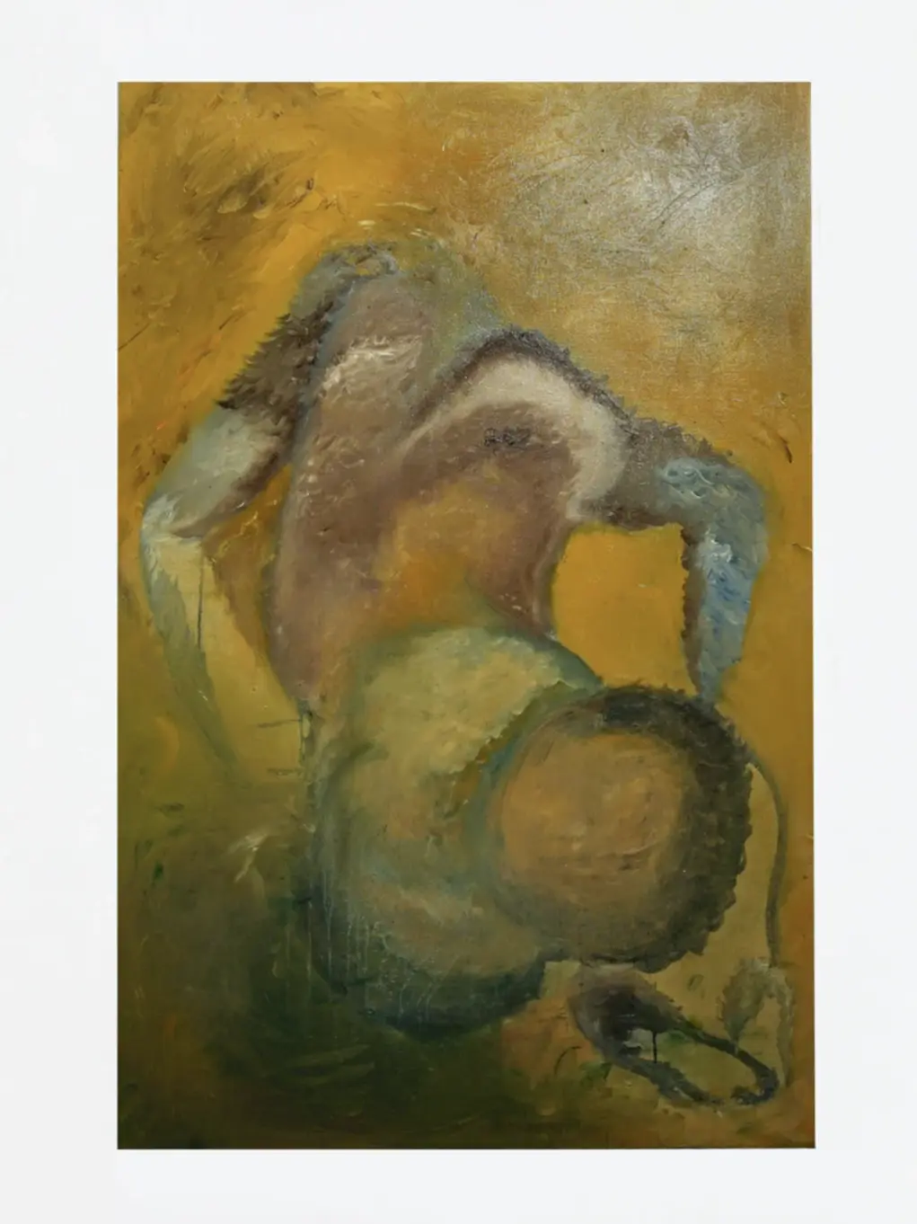 A painting showing a yellow figure